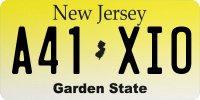 NJ license plate A41XIO