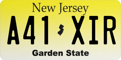 NJ license plate A41XIR