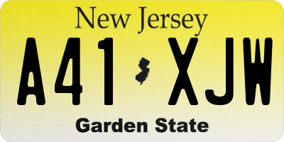 NJ license plate A41XJW
