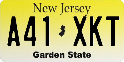 NJ license plate A41XKT