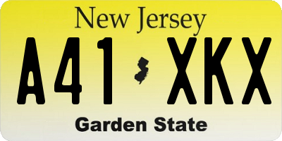 NJ license plate A41XKX