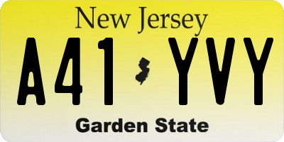 NJ license plate A41YVY