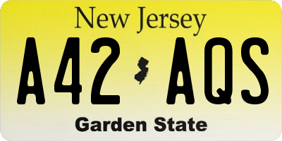 NJ license plate A42AQS