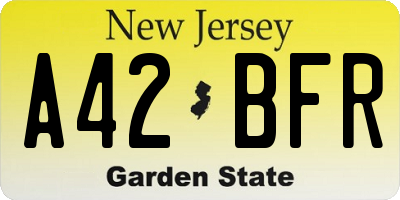 NJ license plate A42BFR