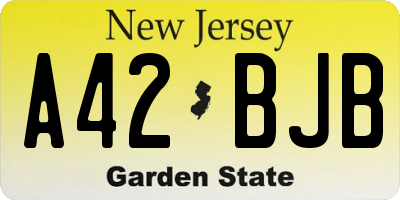 NJ license plate A42BJB