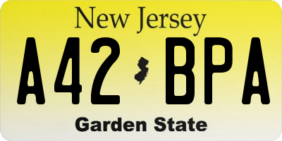 NJ license plate A42BPA