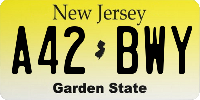 NJ license plate A42BWY
