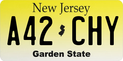 NJ license plate A42CHY