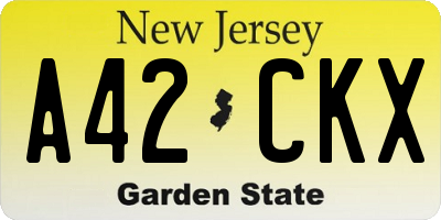 NJ license plate A42CKX