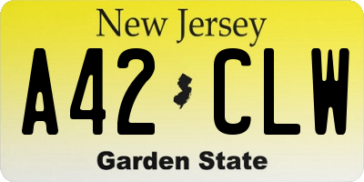 NJ license plate A42CLW