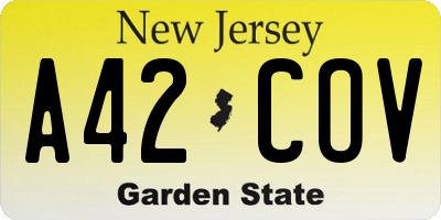 NJ license plate A42COV