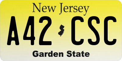 NJ license plate A42CSC