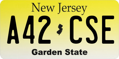 NJ license plate A42CSE
