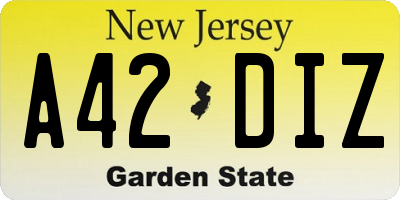NJ license plate A42DIZ