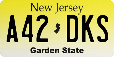 NJ license plate A42DKS