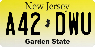 NJ license plate A42DWU