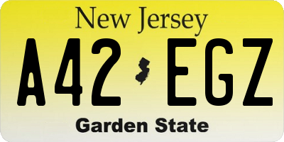 NJ license plate A42EGZ