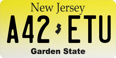 NJ license plate A42ETU