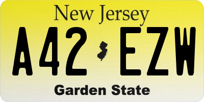 NJ license plate A42EZW