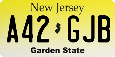 NJ license plate A42GJB
