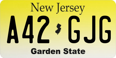 NJ license plate A42GJG