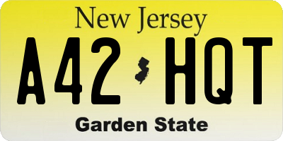 NJ license plate A42HQT