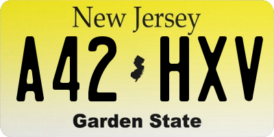 NJ license plate A42HXV