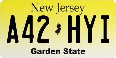 NJ license plate A42HYI