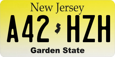 NJ license plate A42HZH