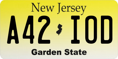 NJ license plate A42IOD