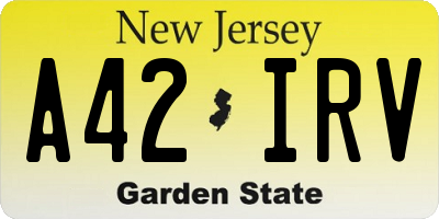 NJ license plate A42IRV