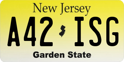NJ license plate A42ISG