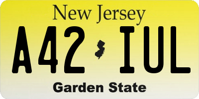 NJ license plate A42IUL