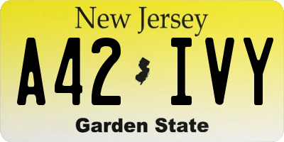 NJ license plate A42IVY