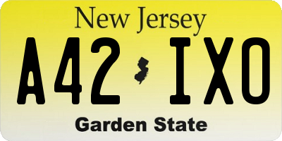 NJ license plate A42IXO