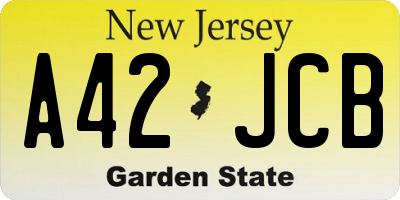 NJ license plate A42JCB