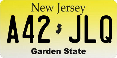 NJ license plate A42JLQ