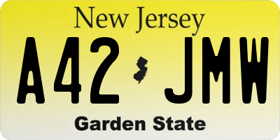 NJ license plate A42JMW
