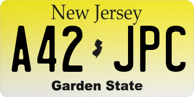 NJ license plate A42JPC
