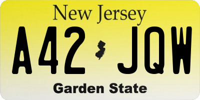 NJ license plate A42JQW
