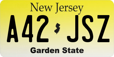 NJ license plate A42JSZ