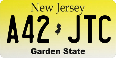 NJ license plate A42JTC