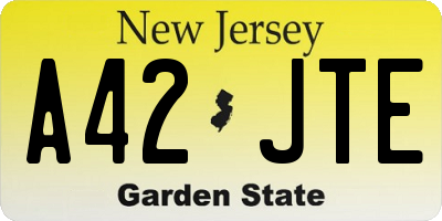 NJ license plate A42JTE