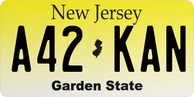 NJ license plate A42KAN