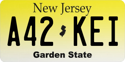 NJ license plate A42KEI