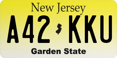 NJ license plate A42KKU