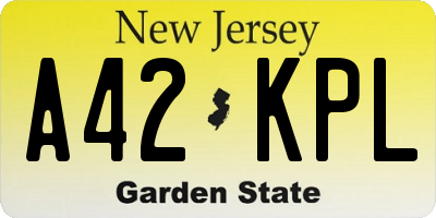 NJ license plate A42KPL