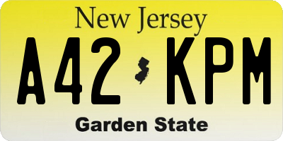 NJ license plate A42KPM