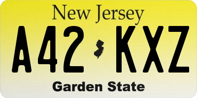 NJ license plate A42KXZ