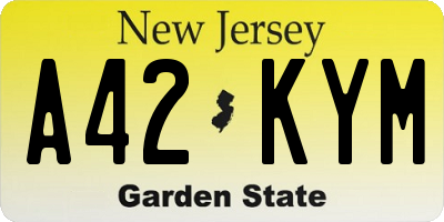 NJ license plate A42KYM